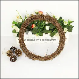 Dekorative festliche Partyzubehör, Hausgarten, dekorative Blumenkränze, 20/25/30/35 cm, rustikale natürliche Rattan-DIY-Weihnachtskranz-Dekoration