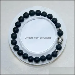 Jewelry Black Natural Stone Beads 8 Mm 7 Chakra Ncing Healing Buddha Bracelet Woman Man Bracelets Prayer Yoga Reiki Bijoux Beaded, Strands D