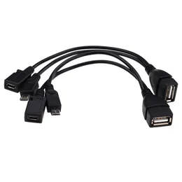 2 em 1 OTG Micro USB Host Power Y Divisor Conector USB para Micro Cabo Adaptador Macho Fêmea de 5 Pinos