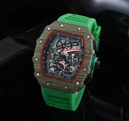 full functional mens Wristwatches automatic watches black blue color luminous calendar 43mm dial silicoen strap man watch248U