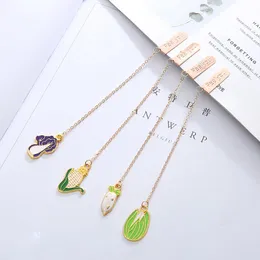 Bookmark 4 Pcs/Set Cute Radish Corn Vegetable Series Metal Pendant Cartoon Book Holder Gift Stationery