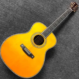 Пользовательские твердые еловые древесины топ 40 дюймов OM кузов акустическая гитара Abalone переплета принимает гитара OEM