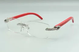 Очки с дужками из натурального красного дерева 3524012, роскошная дизайнерская оправа для очков с бесконечными бриллиантами, размер: 36-18-135 мм
