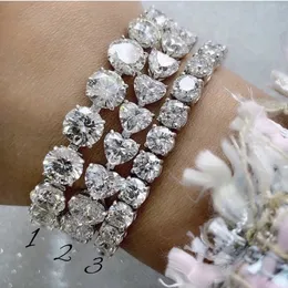 Lyxlänkkedja simulerade diamantbrölloparmband för kvinnor Män Engagemang 14k Vitguld Fylld Topaz Ädelstenar Armband Smycken 18cm