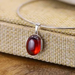 Real Pure 925 Silver Red Garnet For Women Natural Gemstone Simple Elegant Pendant Charm Piedras Naturales