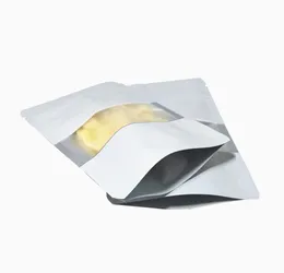 Dhl 300pcs / parti 10x15cm stå upp vit kraftpapper matlagringspaketpåse dragkedja tätning dopackförpackning påse med klart