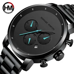 Drop Simple Movimento giapponese Orologio da uomo di lusso di marca superiore con calendario multifunzione in acciaio inossidabile nero pieno 210527