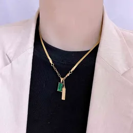 Halsband geometrische groen Kristal plein hängare rvs ketting sexig orm ben sieraden mode sleutelbeen voor vrouw