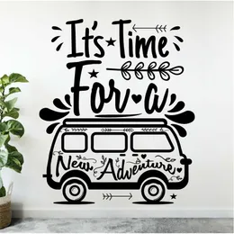 Bus Camper Decals Quotes Its Time A New Adventure Wall Sticker Vinyl For Home Travel Agency Decoration X411 210310