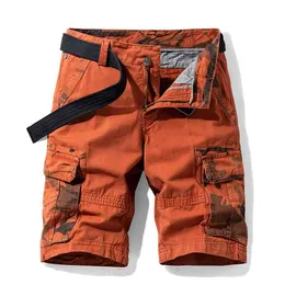 Drop Cotton Cargo Shorts Mens Casual Workout Wojskowy Męski Kamuflaż Multi-Pocket Short Spodnie Men Pant 210713