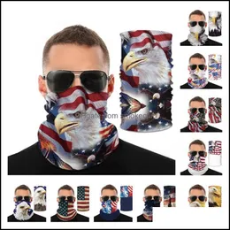 Caps Sports & Outdoors3D Birds Printed Headwear America Usa National Flag Magic Scarf Face Mask Protective Gear Fashion Cycling Masks Drop D