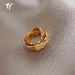 Design Sense Gold Snake Bone Chain Double Layer Rings For Woman 2021 New Korean Jewelry Party Fashion Girl's Unusual Gothic Ring