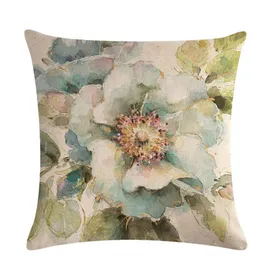 Cushion/Decorative Pillow Linen Blue Red Flowers Sofa Decorative Cushion Cover Pillowcase 45x45 Throw Home Decor Pillowcover