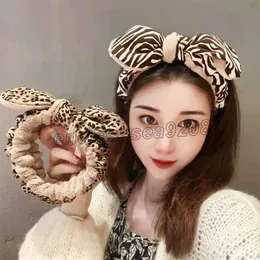 Fasce per capelli scozzesi a pois leopardati con stampa vintage da donna Fiocco grande in pile di corallo Lavaggio del viso Fascia spessa Fasce per capelli dolci Scrunchie Accessori per capelli