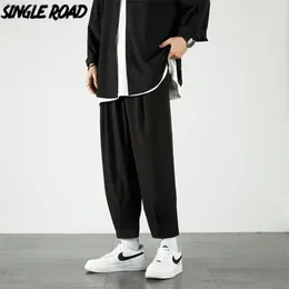 Single Road Męskie Joggers Mężczyźni Lato Solidne Spodnie Proste Japońskie Spodnie Streetwear Casual Czarne Spodnie Harerem dla mężczyzn 211013