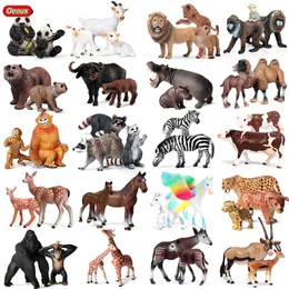 Oenux African Wild Animals Simulation Lion Giraffe Horse Deer Camel Cow Action Figure Figurines Model PVC Educational Kid Toy C0220