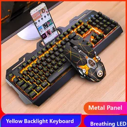 Gaming Keyboard Mouse Headphone Mechanical Feeling RGB LED Backlit Gamer Keyboards USB Wired Keyboard for Game PC Laptop Computer