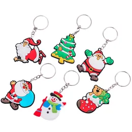 Fashion Cute Santa Christmas Festival Gifts Rubber Keychain Silicone Cartoon Key Rings Soft PVC Keychains Factory Direct Price