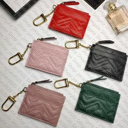 627064 Marmont Keychain Wallet Designer Womens Slim Zipped Coin Purse Key Pouch Pochette Cle Card Holder Case Bag Charm Accessoires