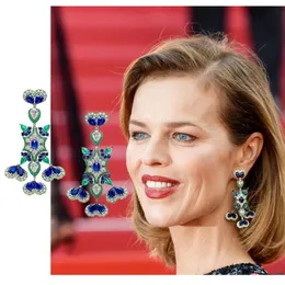 Dangle & Chandelier GODKI Luxury Green Blue Mix Long Earrings For Women Wedding Cubic Zircon Crystal CZ Dubai Bridal Fashion Jewelry