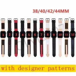 Luxury Designer Real Leather strap for Apple Watch Band 38MM 40MM 42MM 44MM iwatch bands Trendy Replacement Watchbands Bracelet Fashion L Stripes Pattern O007