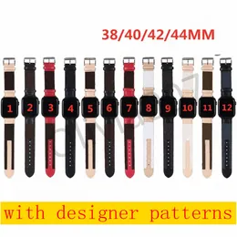 Designer di lusso Cinta di pelle reale per Apple Watch Band 38mm 42mm 42mm 44mm Iwatch Bande di ricambio alla moda Bracciale Fashion L Stripes Pattern O007