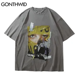 GONTHWID Magliette Hip Hop Creativo Poster Magliette Camicie Streetwear Moda Casual Punk Rock Gothic T-Shirt Harajuku Cotton Tops C0315