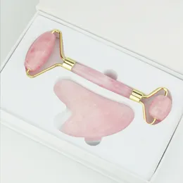 GUA SHA Massage Stenar Verktyg för skrapning Ansikts- och kroppshud av Rose Quartz Stone Acupressure Scrapper