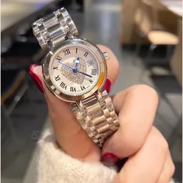 Casual luxury Womens Watches Top brand 28mm Wristwatches All Stainless Steel band Quartz Diamond Watch for women lady christmas gift Water Resistant Montre De Luxe