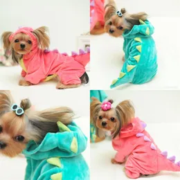 Dinosaur Dog Apparel Funny Halloween Velvet Pets Changing Clothes Teddy Pomeranian Four Feet Green Pink 18tb Q2