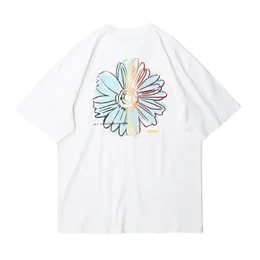 Oversized T Shirt Men Sunflower Printed Short Sleeve Couple Top Harajuku Loose T-shirt Men's Fashion Hip Hop Women Tee T83 210527