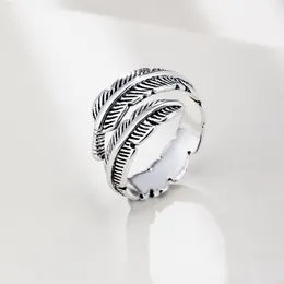 Vintage Retro Silver Color Leaf Ring for Women Bohemia Geometric Plant Open Adjustable Knuckle Rings Female Party Jewelry Gifts