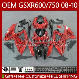 Suzuki GSXR600 K8 için enjeksiyon kalıbı GSX-R750 GSXR-600 GSXR-750 GSXR750 Vücut 88NO.201 GSX-R600 2008 2009 2010 GSXR 600 750 CC 600CC 750CC 08 09 Kırmızı Alevler 10 PERAVER