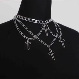 Wgoud Gothic Punk Cross Wisiorek Choker Naszyjnik Dla Kobiet Mężczyźni Przesadzone Hip Hop Hop Vintage Krótkie Łańcuchy Kołnierz Klub Biżuteria Prezent G1206