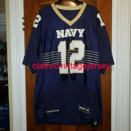 Costura costura marinha marinha midshipmen futebol camisa marinha de ouro #12 homens jersey juventude xs-6xl