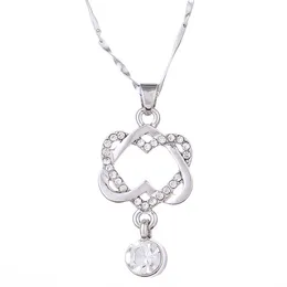 Mode Koreansk Platinum Heart Halsband Double Heart Winding Heart to Pendant Clavicle Chain Smycken