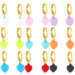 Hoop & Huggie Heart Shape Tiny Drop Earrings Trend Candy Color Dripping Oil Ear For Women Fashion Wild Valentines Jewelry Gifts