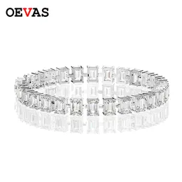 Ovas 100% 925 esterlina prata espumante 5 * 7mm alto diamante de carbono 5a zircon pulseiras para mulheres festa de casamento fino presente de jóias