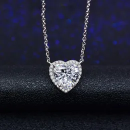 Heart Love 2ct Moissanite2024 Pendant 925 Sterling Silver Charm Wedding Cipts Necklace for Women Party Choker Gioielli regalo