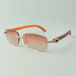 Direktförsäljning Medium Diamond Solglasögon 3524026 Med Orange Natural Wood Temples Designer Glasögon, Storlek: 56-18-135 mm