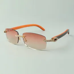 Direct sales medium diamond sunglasses 3524026 with orange natural wood temples designer glasses, size: 56-18-135 mm