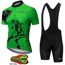 X-CQREG 2021 Mężczyźni Jazda na rowerze Jersey Lato Krótki Rękaw Zestaw Maillot 19D Bib Szorty Rowerowe Ubrania Sportwear Koszula Odzież Zestawy Wyścigi Zestawy