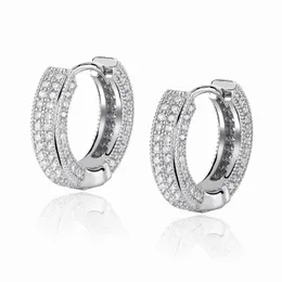 Fashion Mens Hoop Earrings Hip Hop Jewelry Womens Silver Iced Out Bling Earring