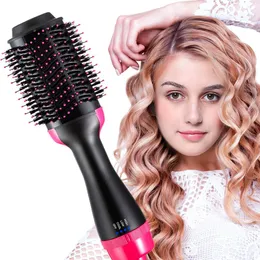 Spazzola ad aria calda Bigodini Piastre per capelli Asciugacapelli 3 in 1 Volumizzatore stile One Step Raddrizzamento e ricci di ioni negativi per tutte le acconciature