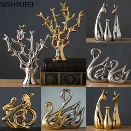 Modern keramik djur figur dekorativ staty hjort porslin hem skrivbord dekor jul födelsedag bröllop gåva 210924