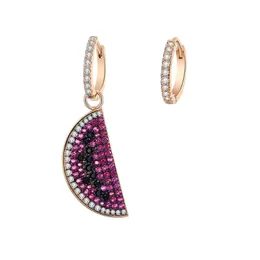 Hoop & Huggie Summer Bohemia Ethnic Style Fruit Watermelon Earring Gold Silvery Earrings Black Pink Crystal For Women Fashion Jewelry