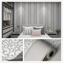 Tapety Damask Flocking Non Woven Wallpaper Europejski Styl Samoprzylepny Papier ścienny do Dekoracji Domu Salon Sypialnia Decor