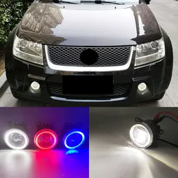 1 SET 2 Funkcje Auto LED DRL Daytime Light Light Carm Anioł Eye Fog Lampa Foglight dla Suzuki Grand Vitara 2007 - 2012