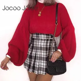 Jocoo Jolee Korean Knitted Seater Jungers Women long lantern Sleeveルーズカジュアルな冬のセーターHarajuku PulloversプルFEMME 210619