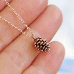 Creative Pinecone Plant Pendant Necklace For Women Jewelry Ancient Gold Silver Color Necklaces & Pendants Charms Choker Necklace G1206